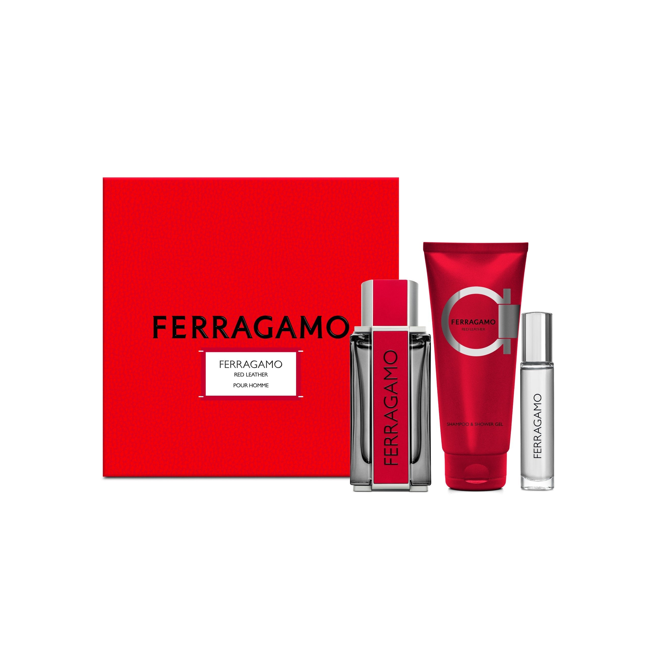 Salvatore Ferragamo Red Leather EDP Set for Men | My Perfume Shop